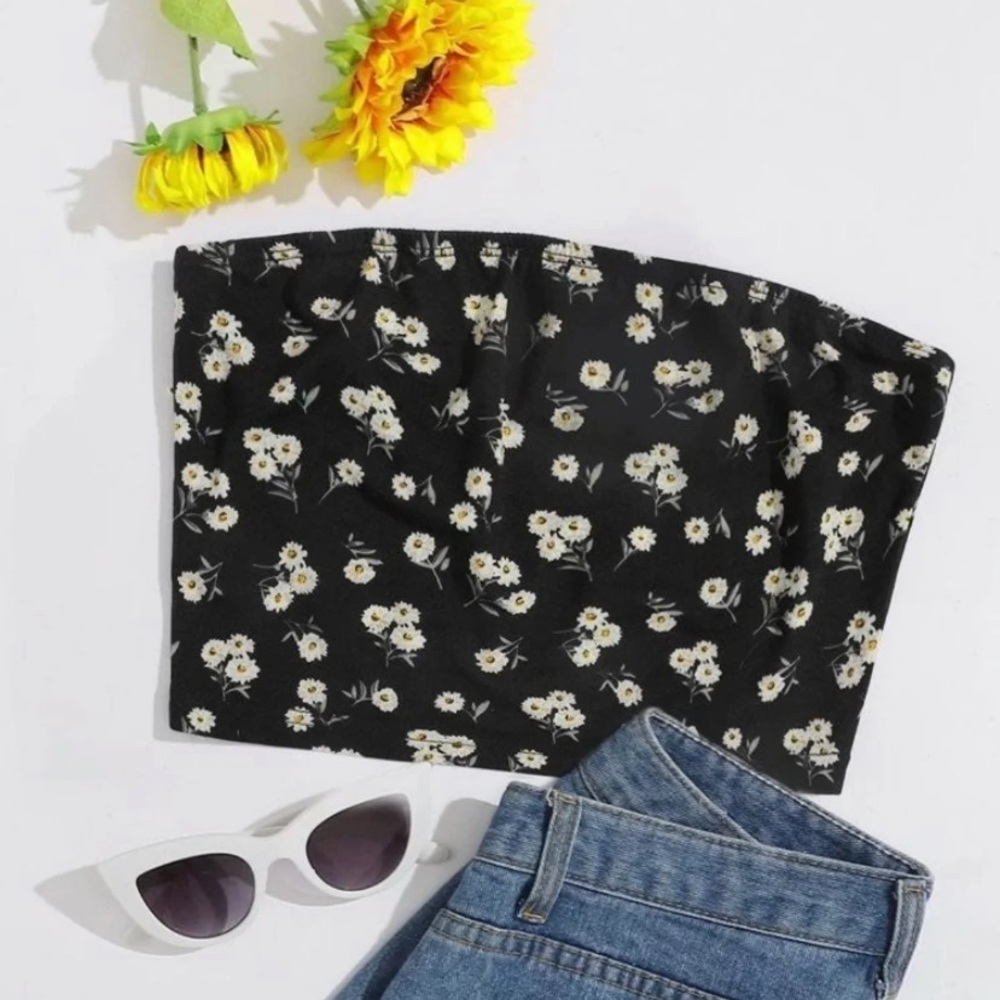 shein white daisy tube top